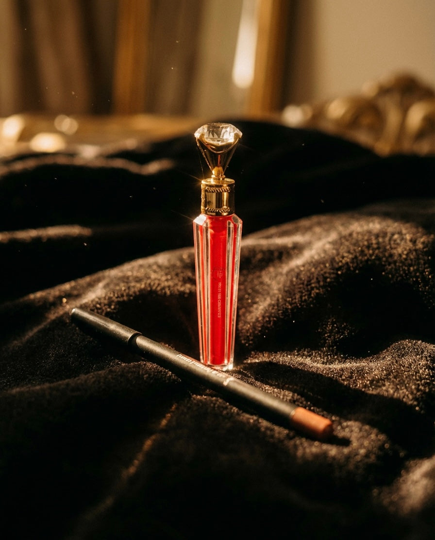 THE SCARLET COCOA DUO – High Shine, Non-Sticky Gloss + Precision Liner”