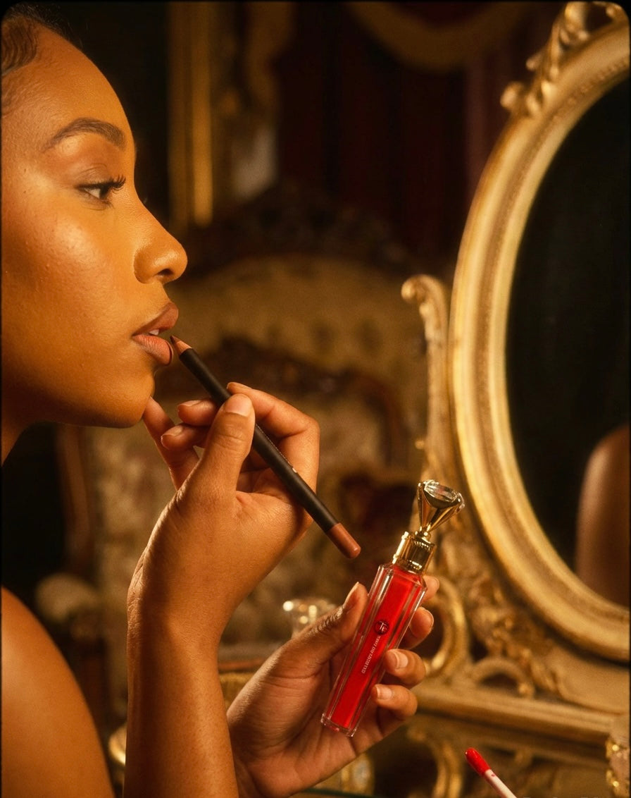 THE SCARLET COCOA DUO  – High Shine, Non-Sticky Gloss + Precision Liner”